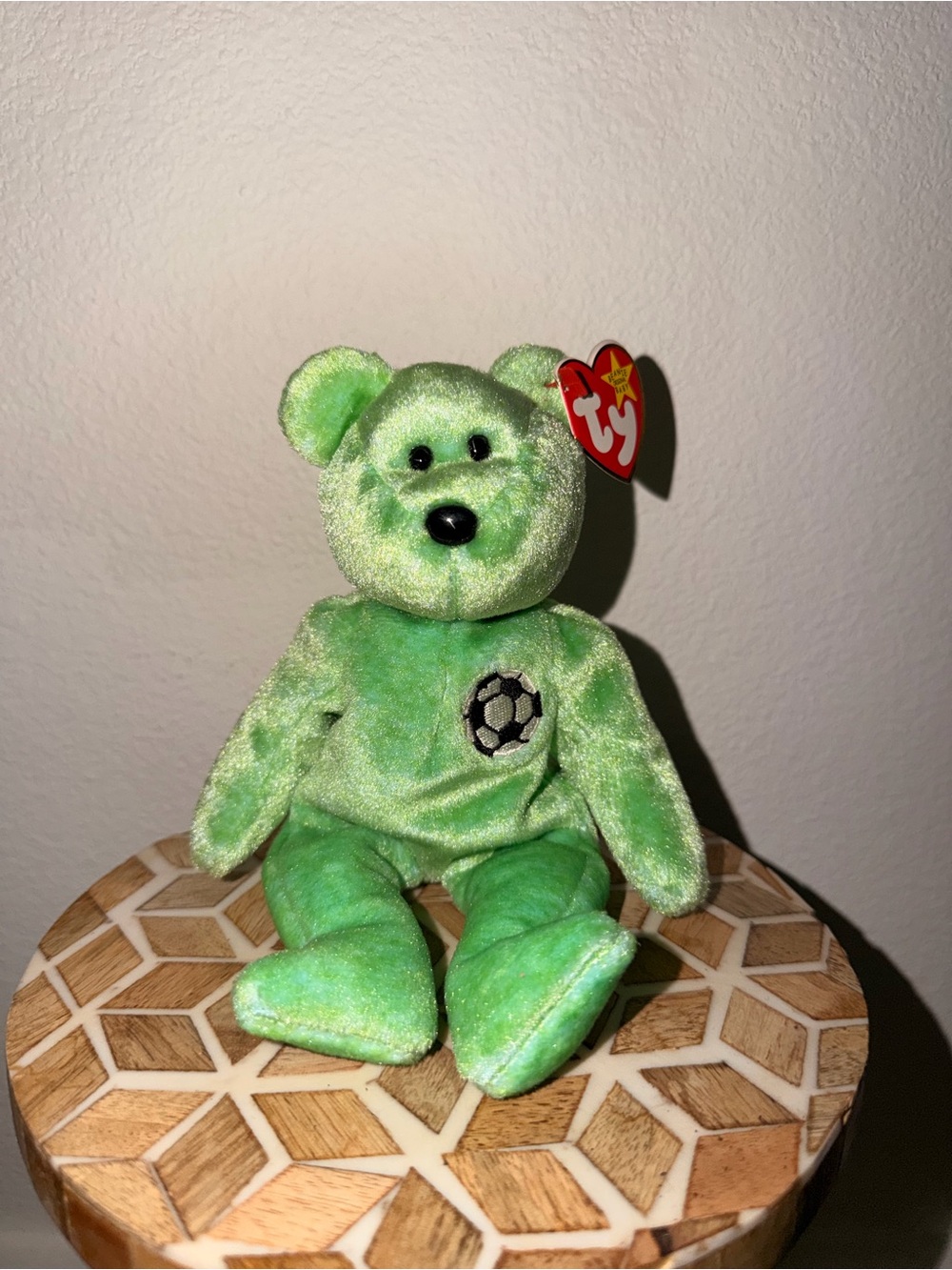 Ty Beanie Baby Green Soccer Bear - Plush Kids Toy